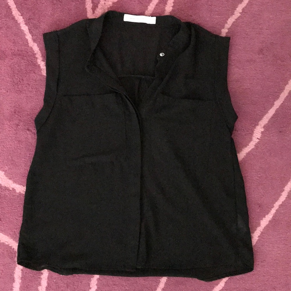Shorty Sleeved Button Down Blouse - Size S